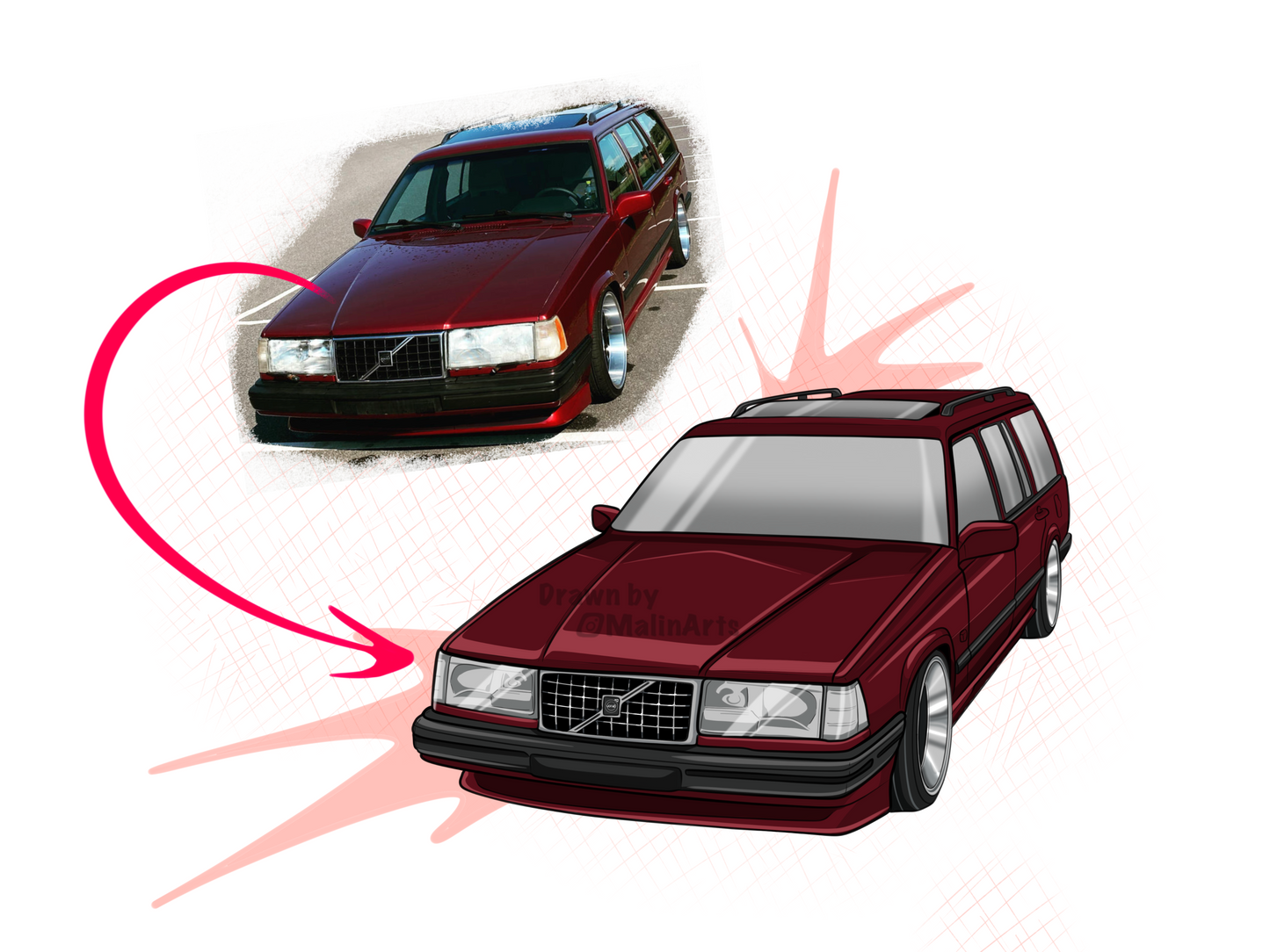 Custom digital car portrait Simple
