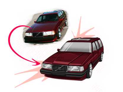 Custom digital car portrait Simple
