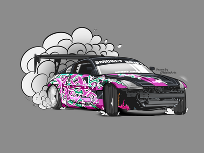 Custom digital car portrait Simple